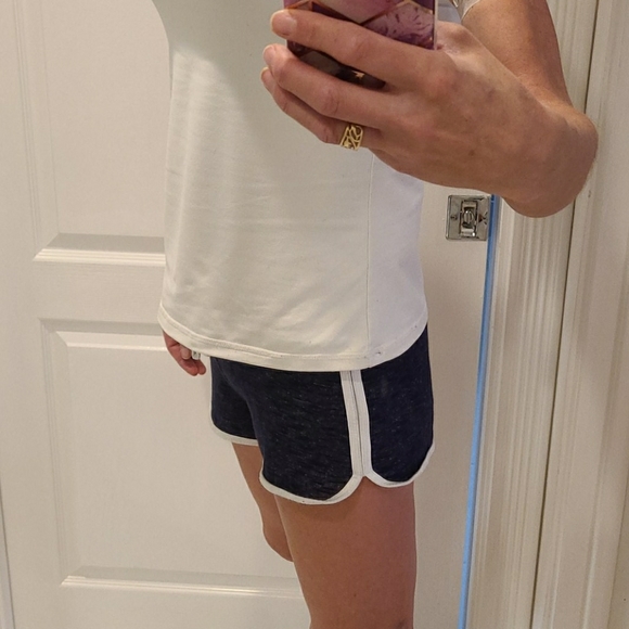 Navy blue and white Justice brand shorts. - Picture 6 of 7